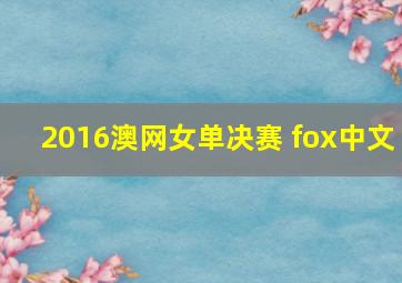 2016澳网女单决赛 fox中文